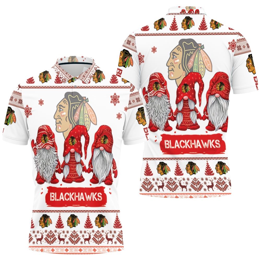 Christmas Gnomes Chicago Blackhawks Ugly Sweatshirt Christmas 3D Polo shirt