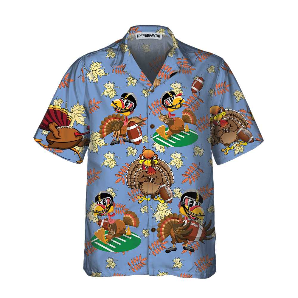 Turkey Playing American Football Thanksgiving Hawaiian Shirt, Funny Turkey Hawaiian , Gift For Thanksgiving Day