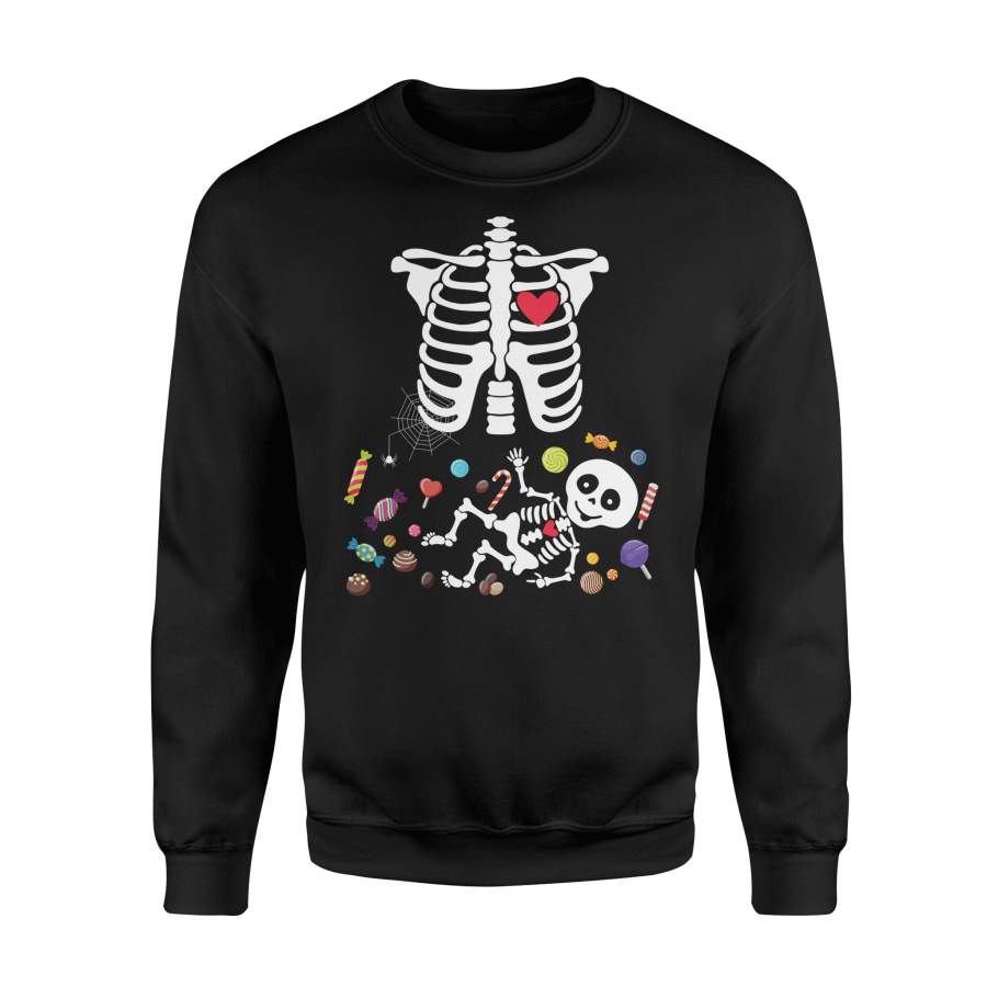 Pregnant Halloween X-Ray Skeleton Child Baby Boy Want Candy Halloween Sweatshirt