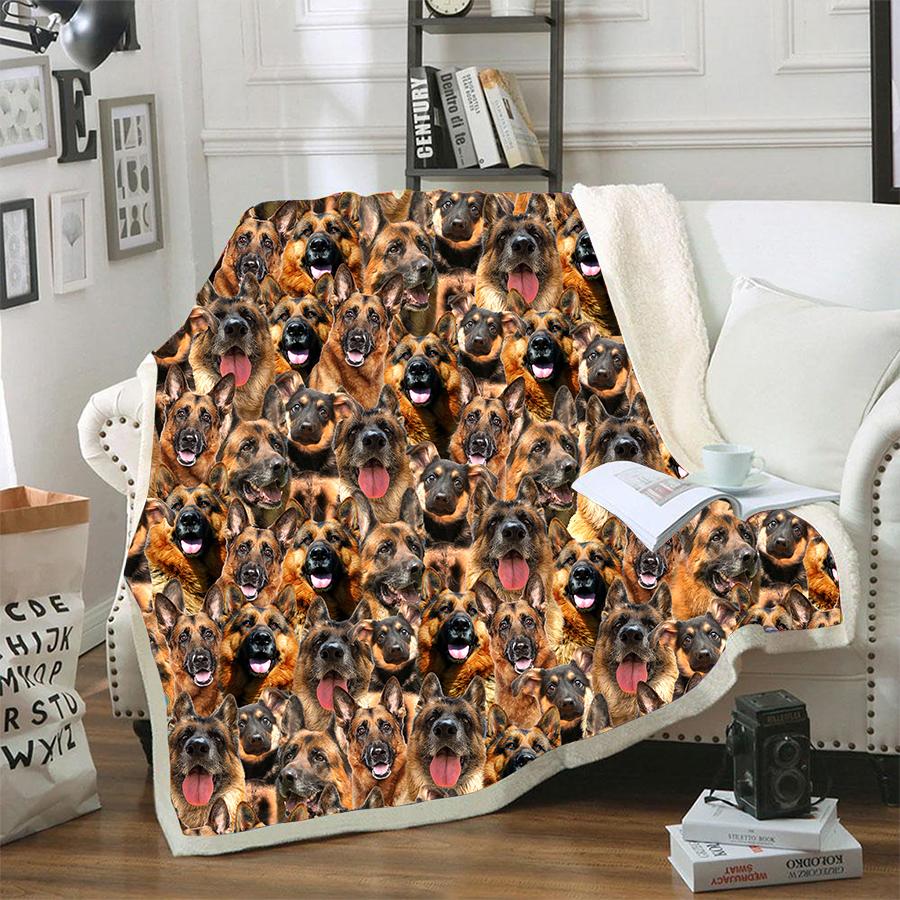 German Shepherd Dog Face Printed Blanket Dogs Blanket Design