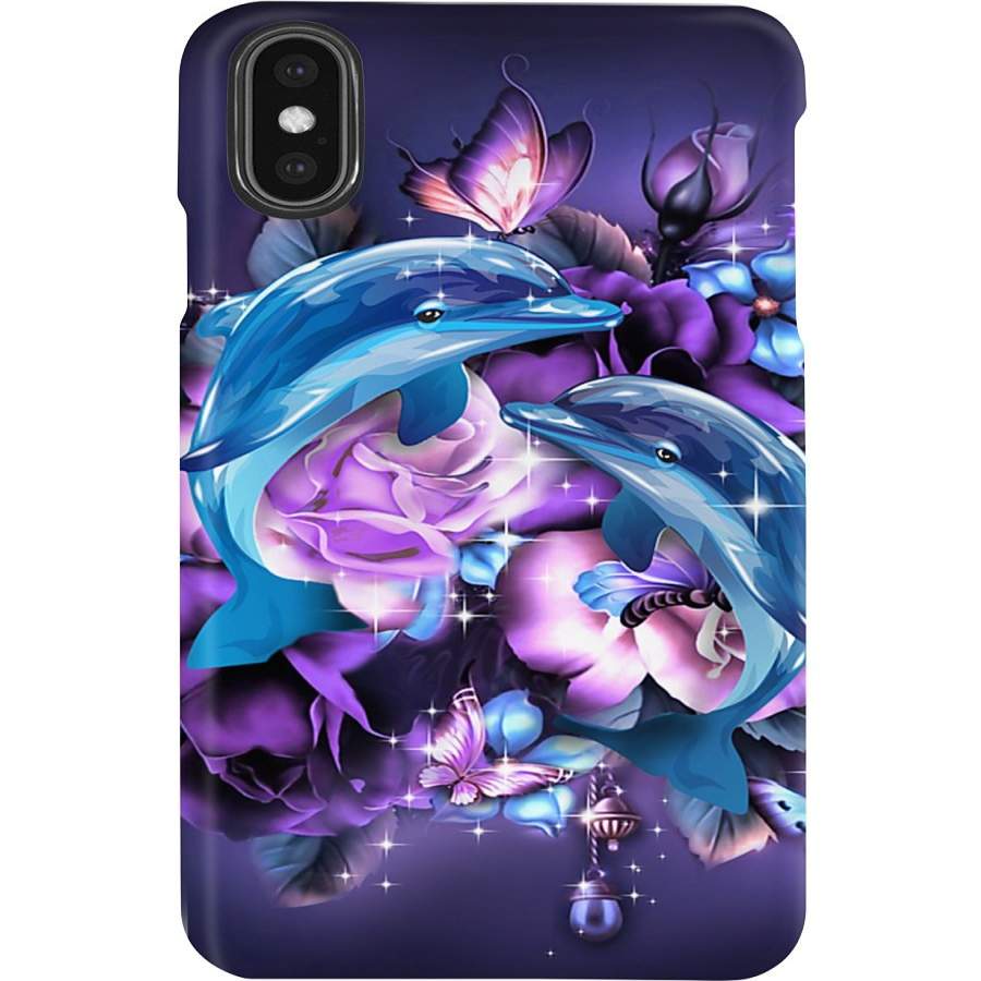 Lovely Phone Case With Purple Butterfly  Gift For Dolphin Lovers