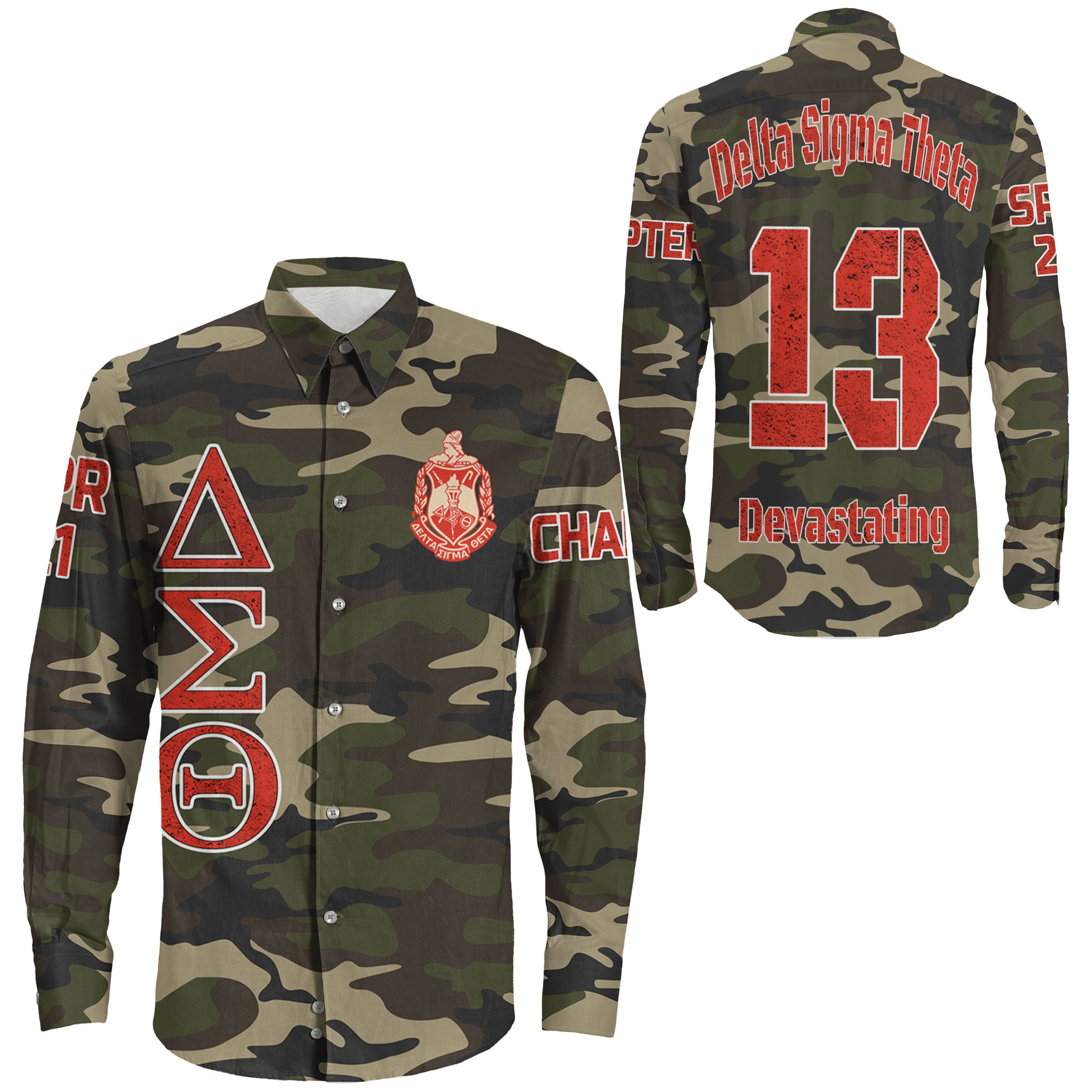 (Custom) Africa Zone Shirt – Delta Sigma Theta Camouflage Long Sleeve Button Shirt A31