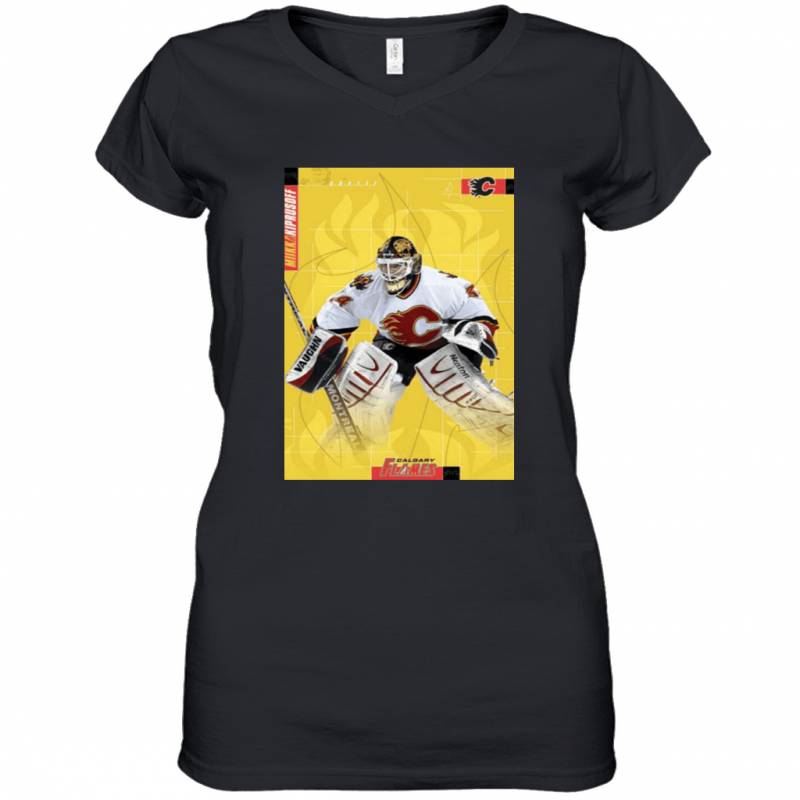 Miikka Kiprusoff Calgary Flames goalie Hockey Women’s V-Neck T-Shirt