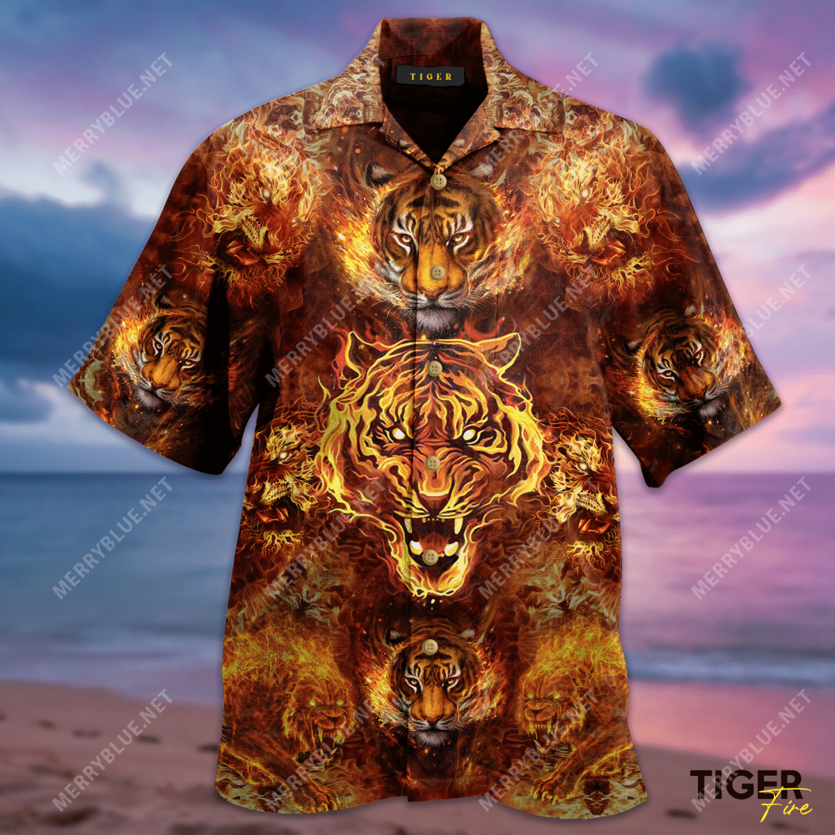 Fire Tiger Unisex Hawaii Shirt Ha72469