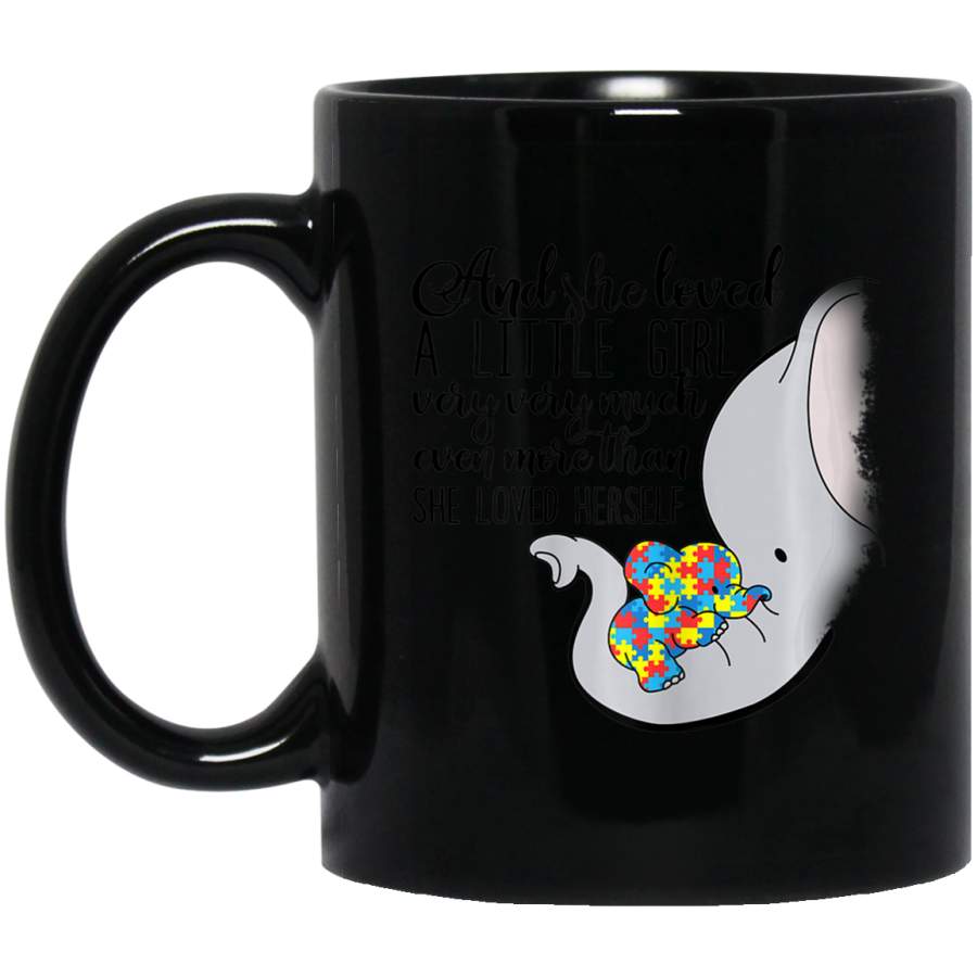 W She Loved A Little Girl Very Much Autism Elephant Mom 11oz 15oz Black Mug Happy Easter Day Funny Colors Eggs Bunny Ears Peeps Cute