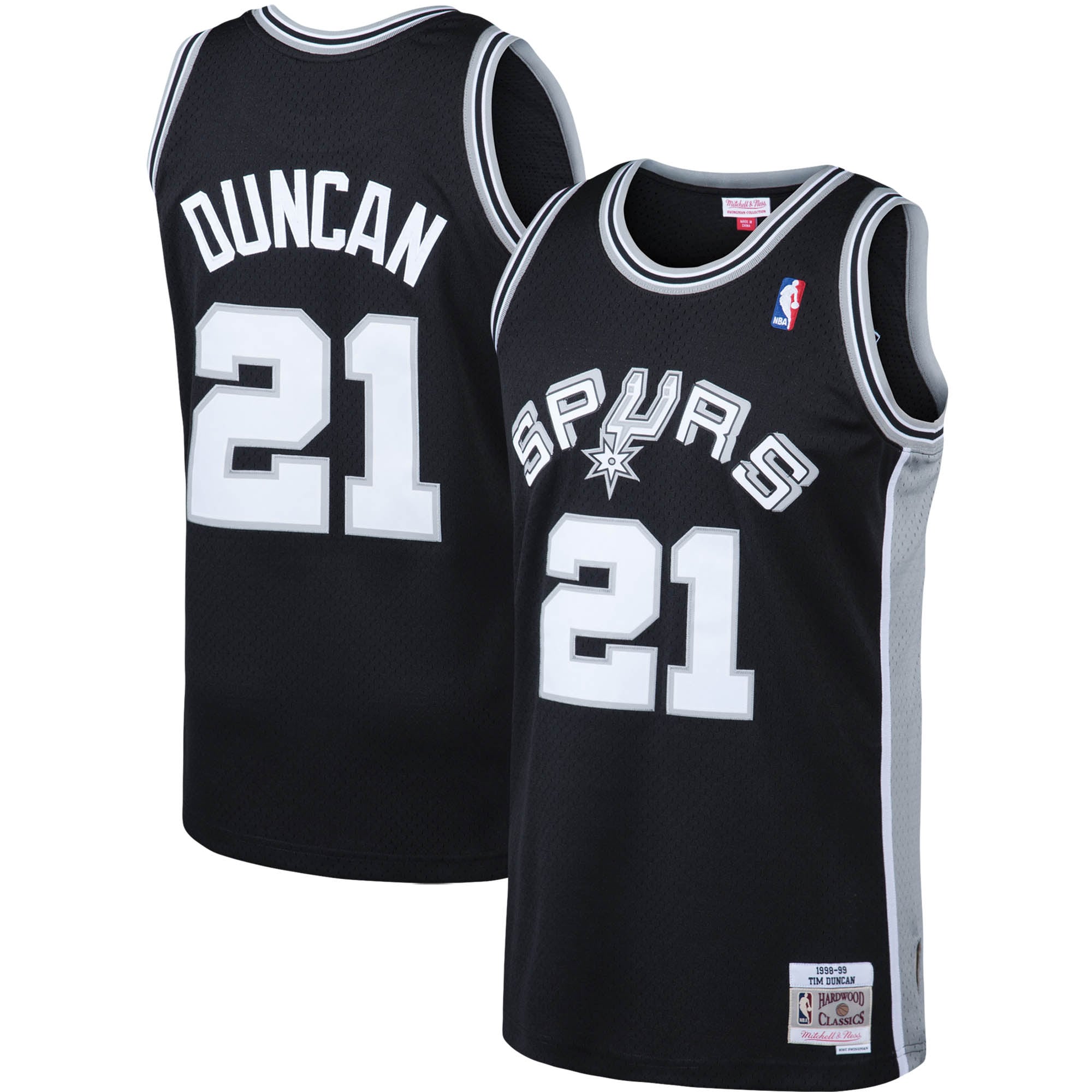 Tim Duncan San Antonio Spurs Mitchell & Ness 1998/99 Big & Tall Hardwood Classics Swingman Jersey – Black