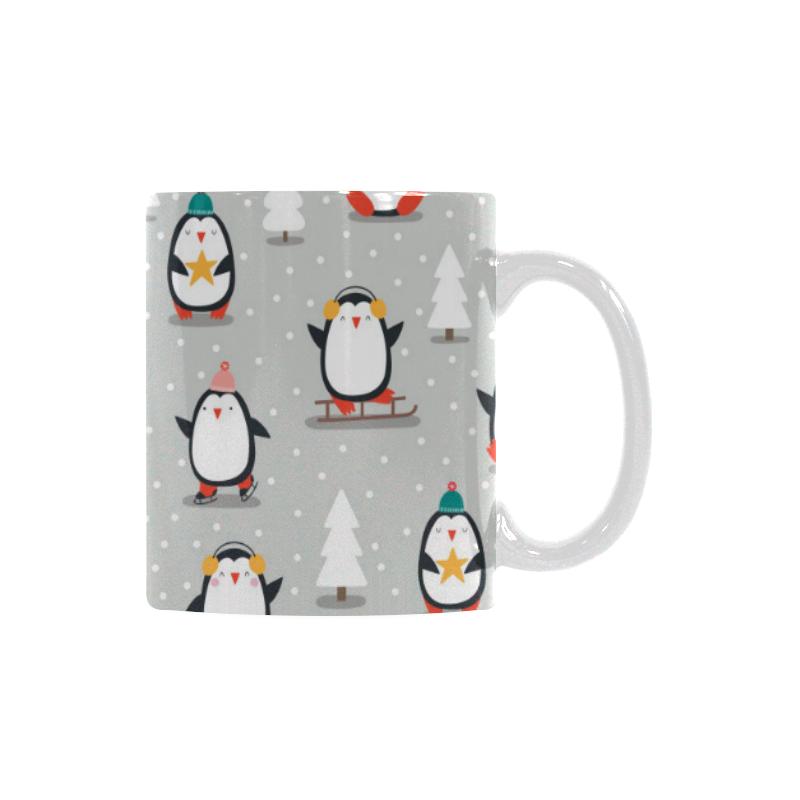 Cute Penguin christmas pattern Classical White Mug (Fulfilled In US)