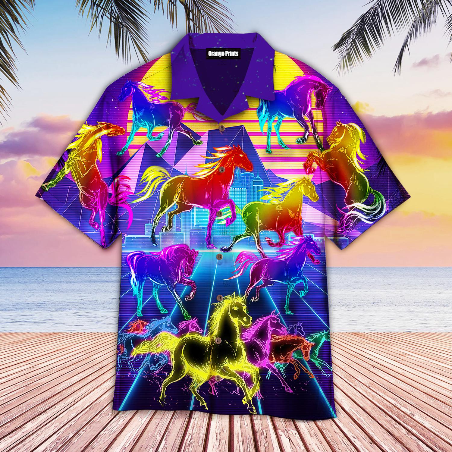 Kentucky Derby Horse Racing Neon Aloha Hawaii Shirts For Men Women Ha77776