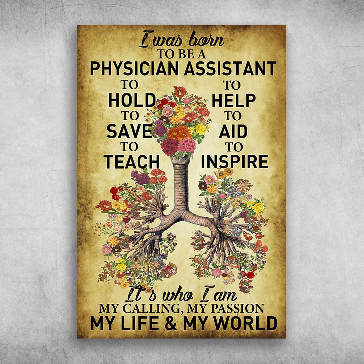 Lungs With Flowers Human Lungs Anatomy I Was Born To Be A Physician Assistant Poster Print Wall Art Canvas Wall Decor