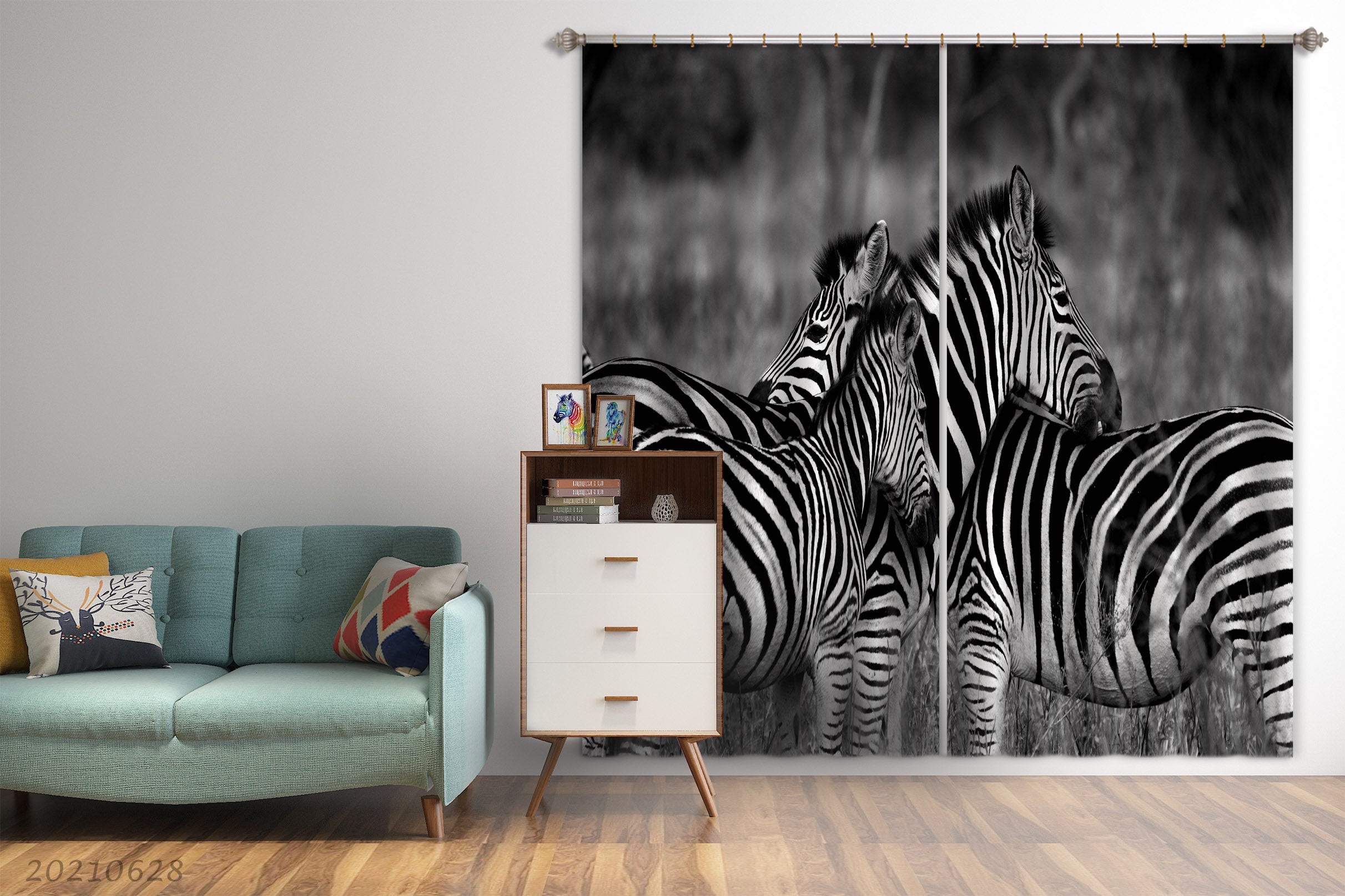 3D Wild Animal Zebra Zoo Curtains And Drapes Lqh 92