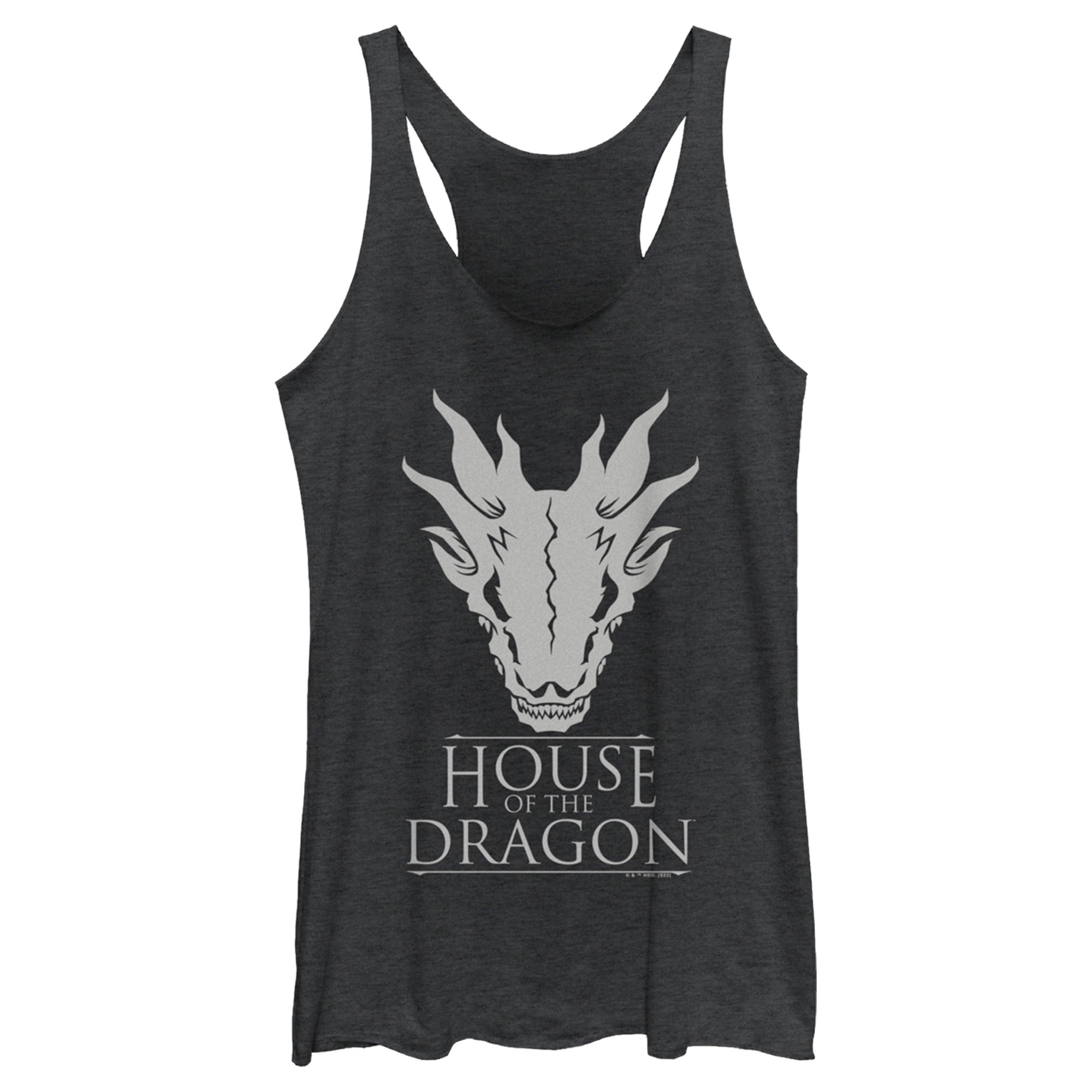 Women’S Game Of Thrones: House Of The Dragon White Dragon Skull Logo Racerback Tank Top