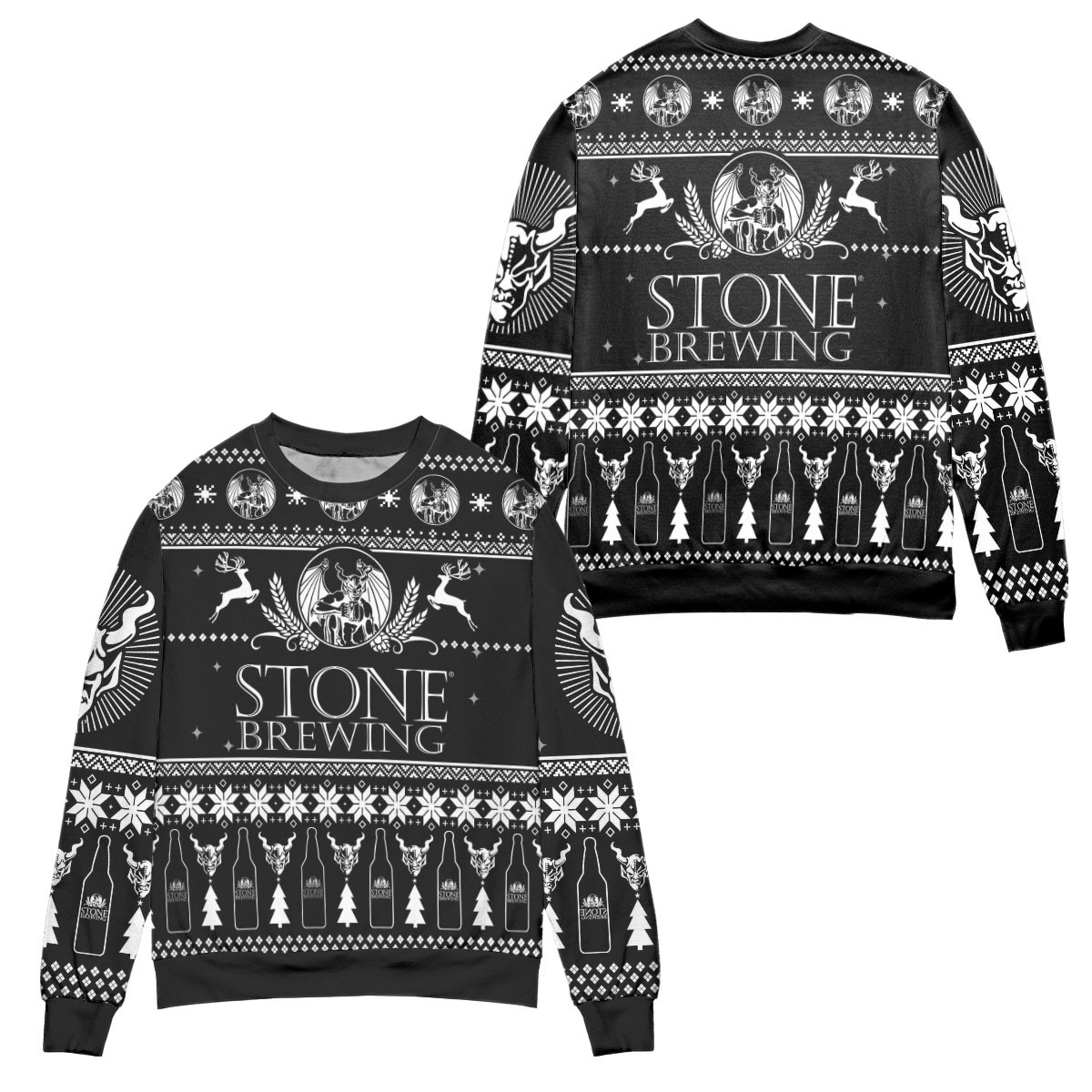 Stone Brewing Logo Christmas Pattern Ugly Christmas Sweater – All Over Print 3D Sweater