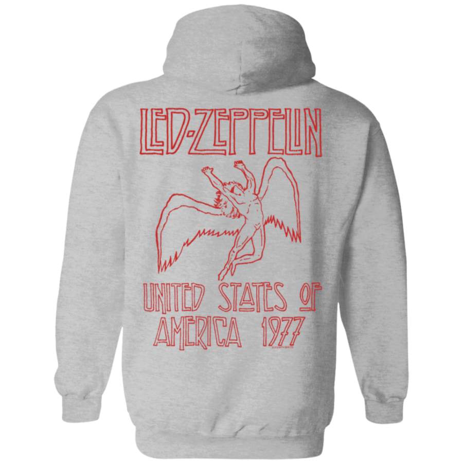 Led Zeppelin USA 1977 Red Lettering Back print Pullover Hoodie