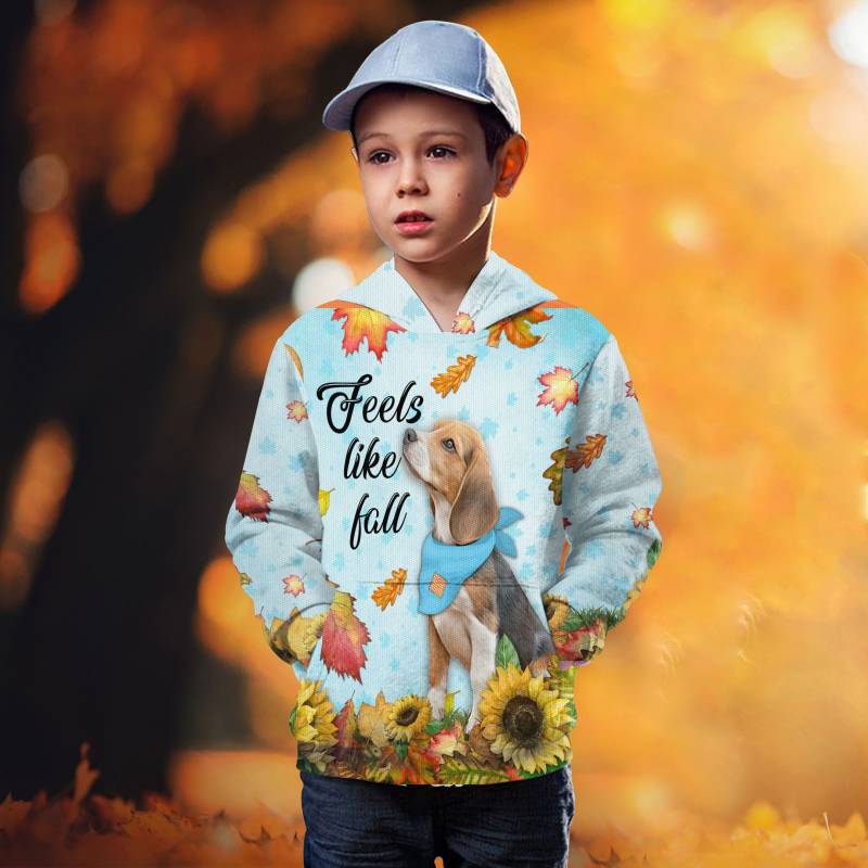 Dog Feels Like Fall T1409 - All Over Printed Kid Hoodie