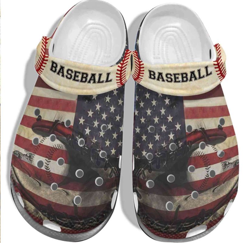 American Flag Baseball Crocband Clog Shoes