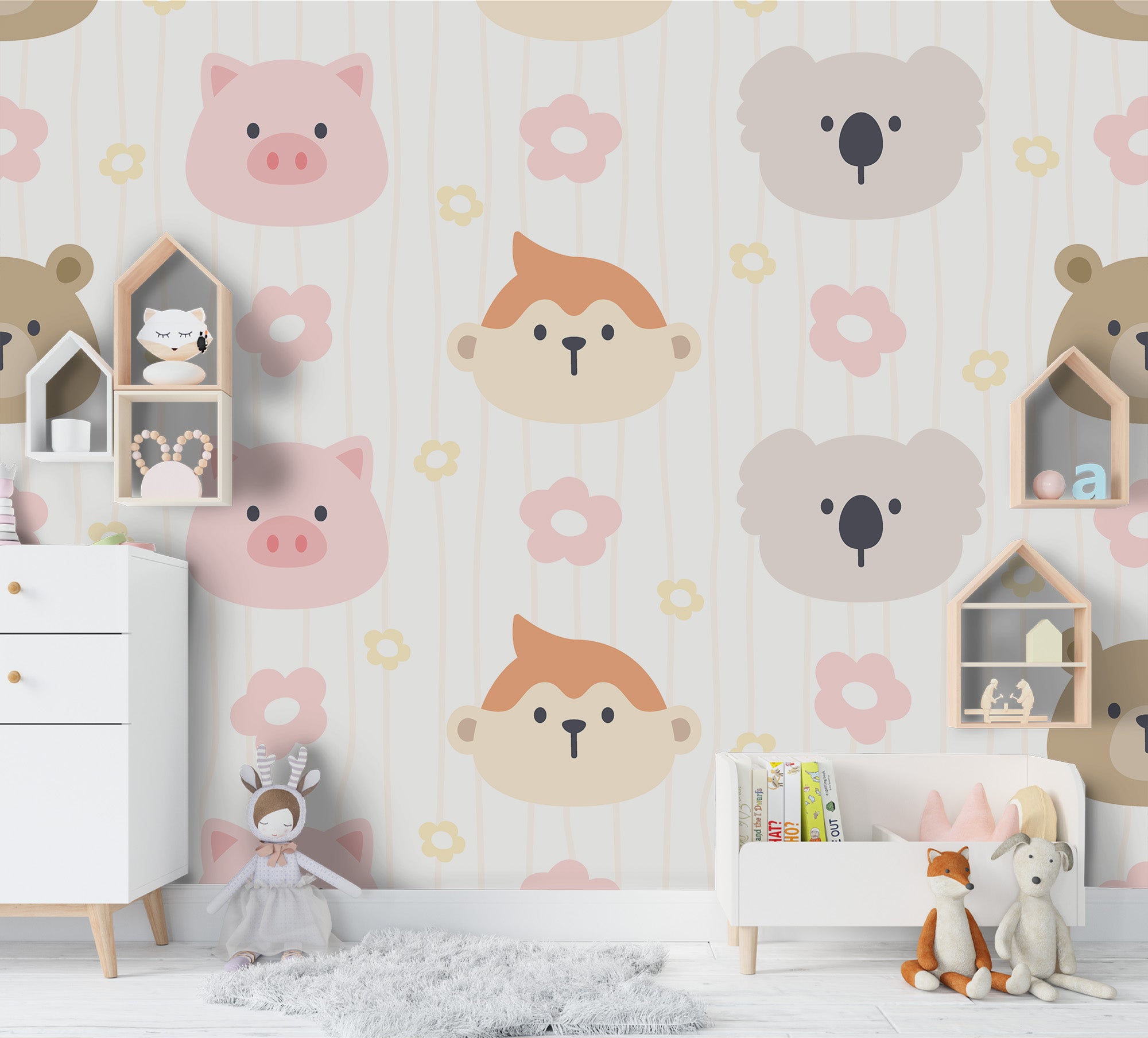 3D Cartoon Animal Flower Wall Mural Wallpaper A200 Lqh