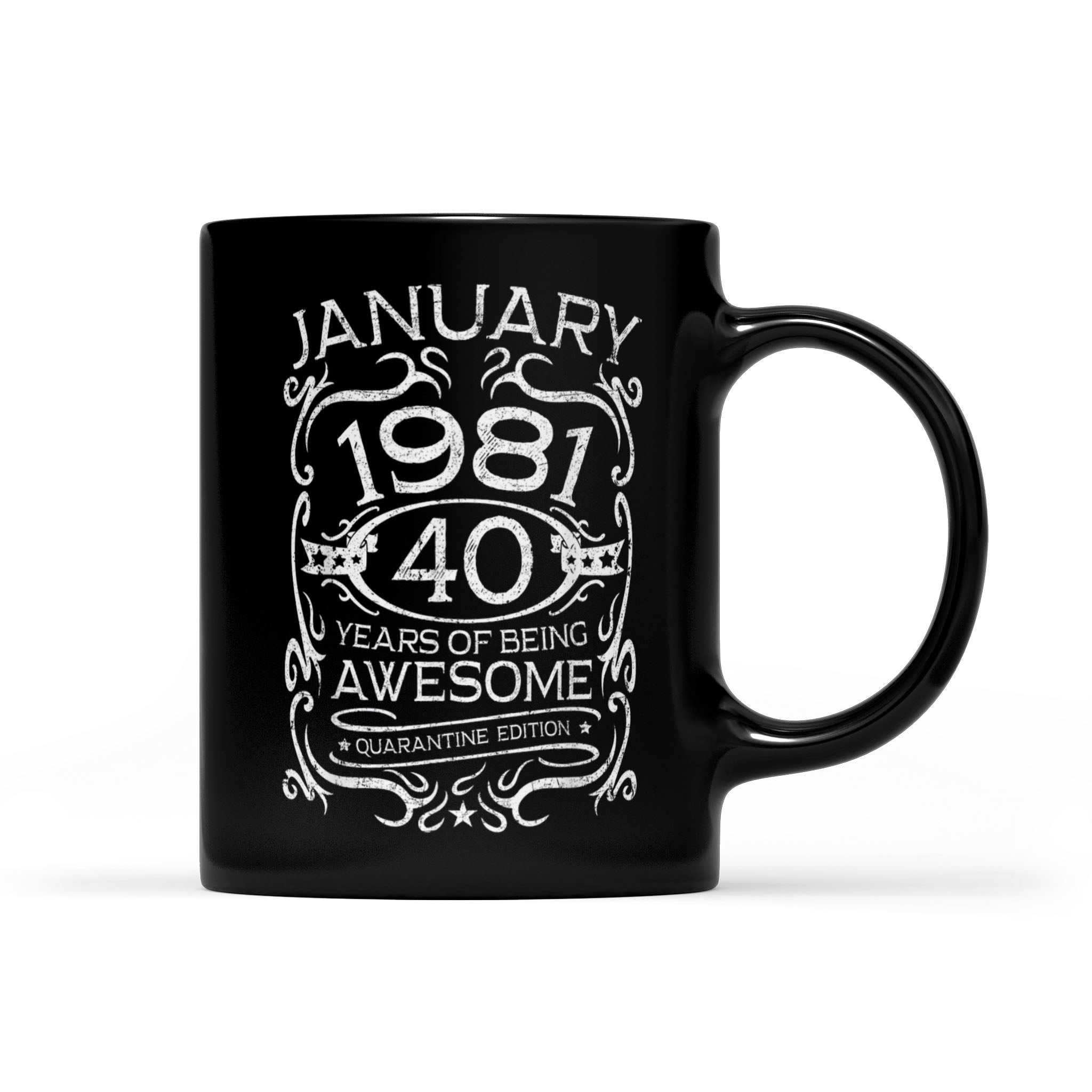 40 Years Of Being Awesome, Vintage January 1981 40th Birthday Gift – Black Mug