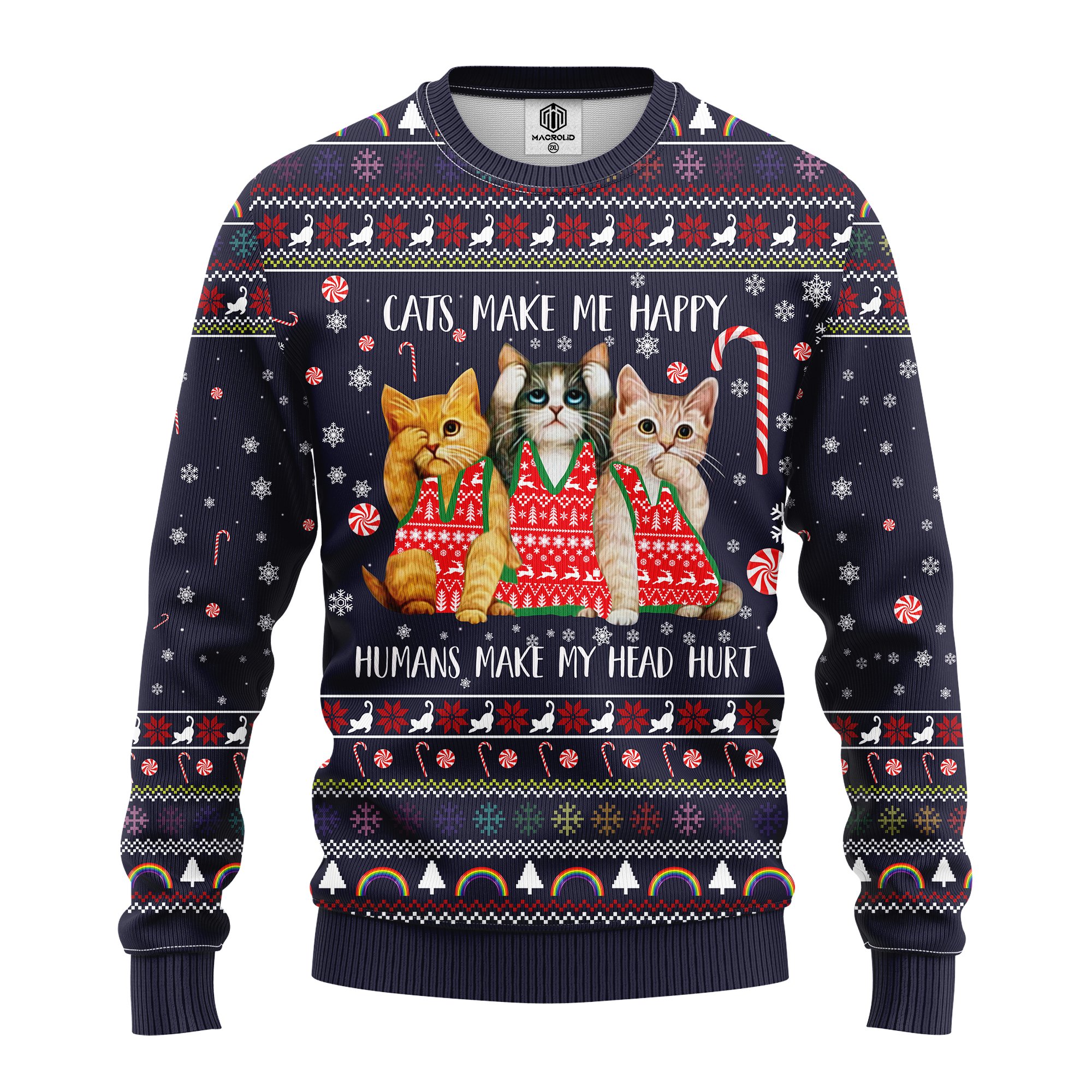 cat make me happy ugly christmas sweater – Amazing Gift idea – thanksgiving gift