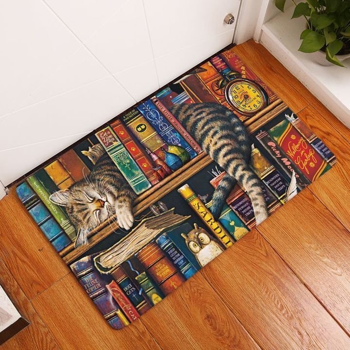 Apayprints – The Cat Sleeps On The Bookshelf 3D All Over Printed Doormat