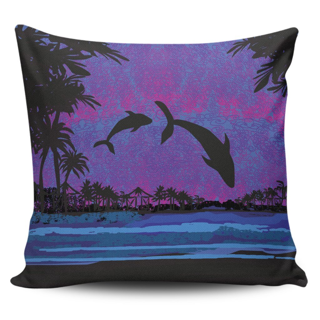 Hawaiian Dolphin In Night Polynesian Pillow Covers – AH – JRC