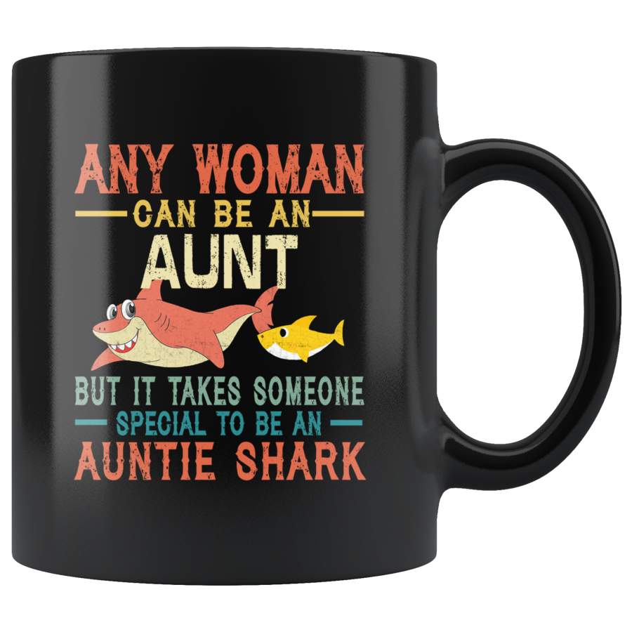 Someone special to be an Auntie shark vintage gift black coffee mug for aunt