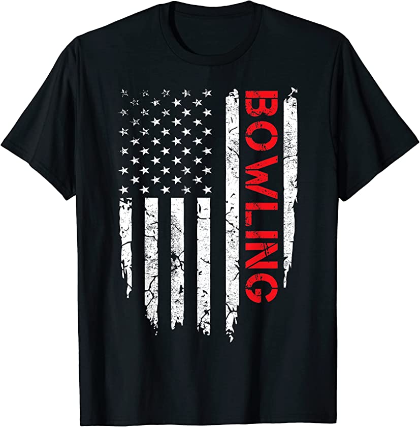 Bowling Vintage USA American Flag 4th of July Patriotic T-Shirt