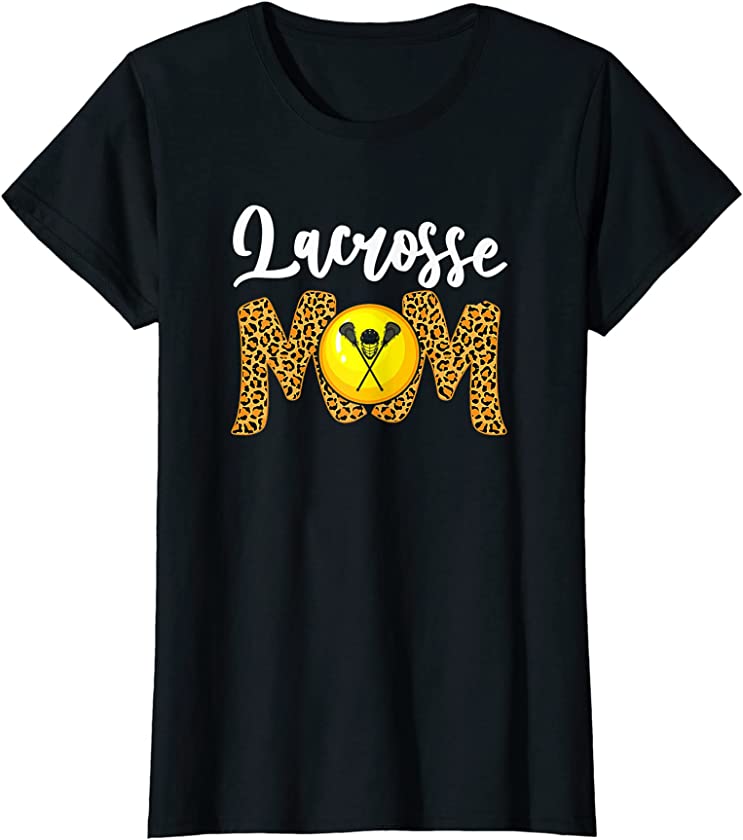 Womens Funny Leopard Lacrosse Mom Sport Love Mother’s Day T-Shirt