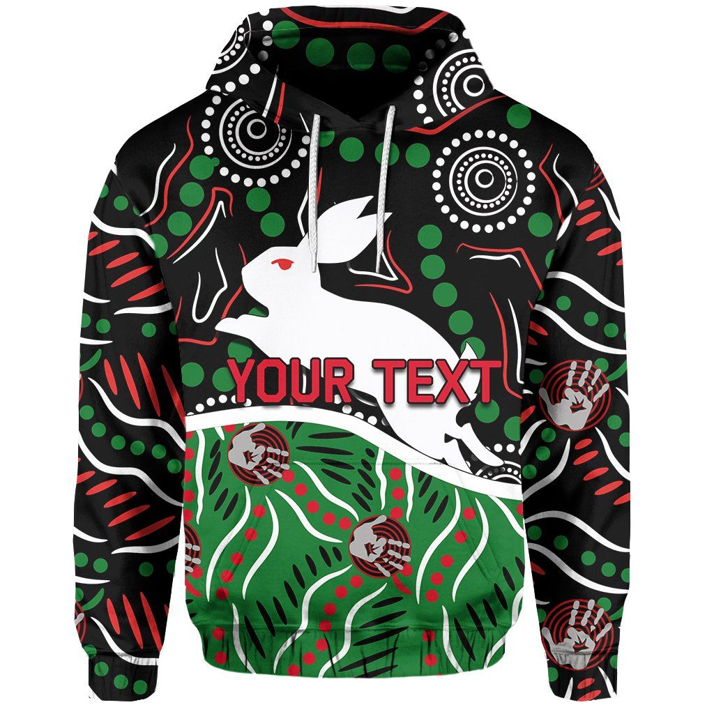 (Custom Personalised) Rabbitohs Hoodie Aboriginal TH4