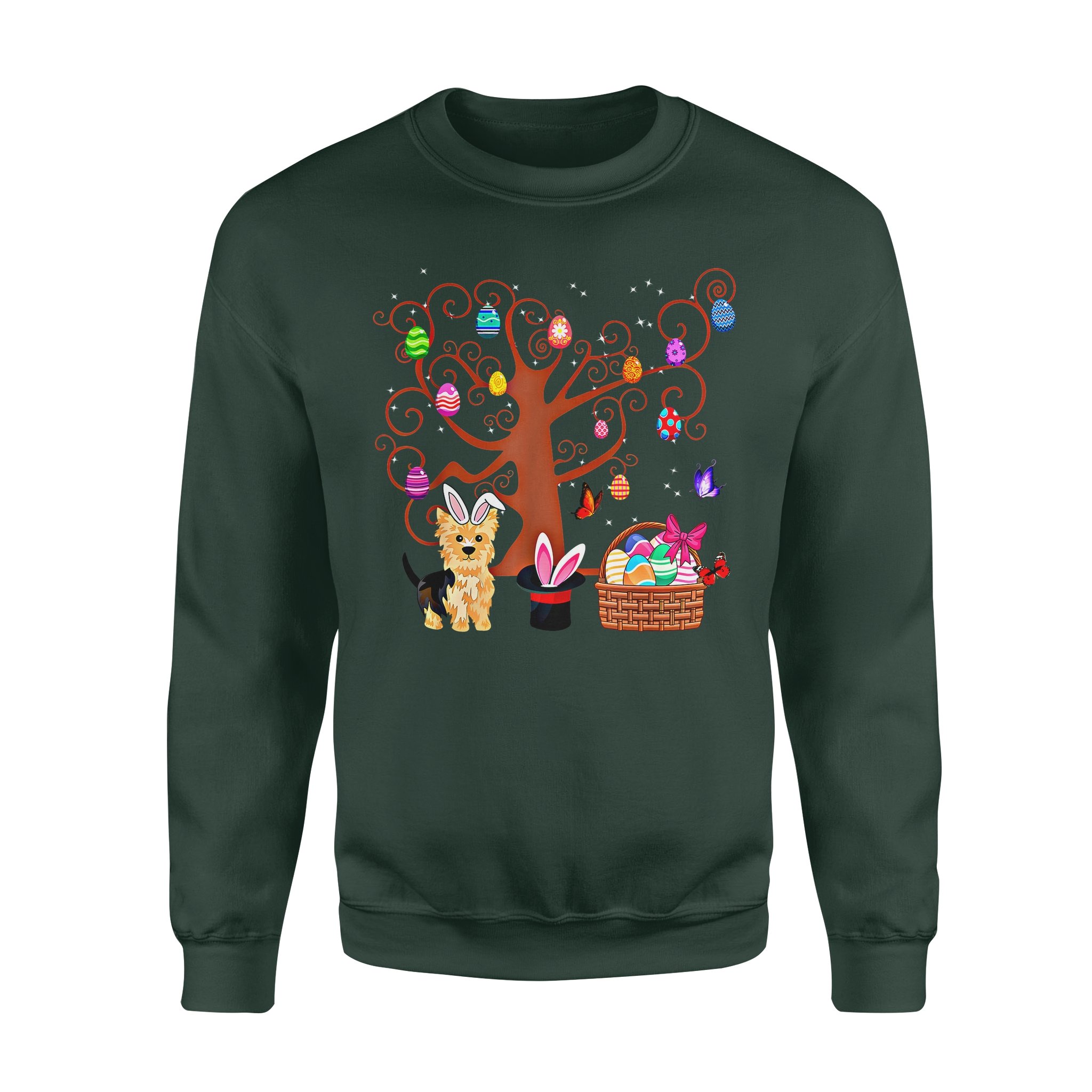 Dog gift idea Yorkie Pet Hunting Egg Tree Bunny T-Shirt – Standard Fleece Sweatshirt