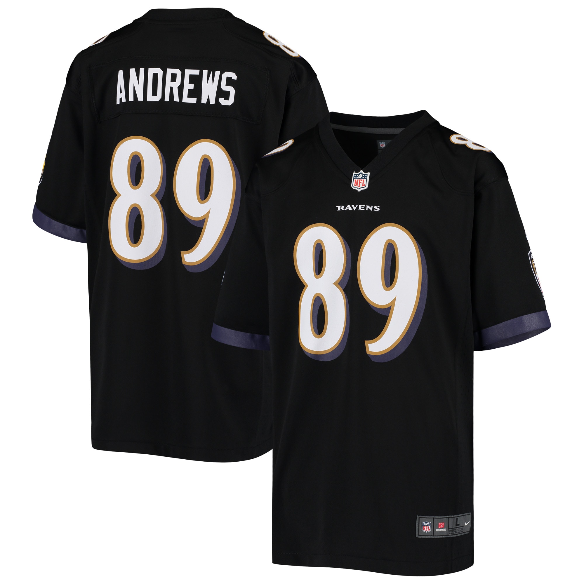 Youth Baltimore Ravens Mark Andrews Black Game Jersey