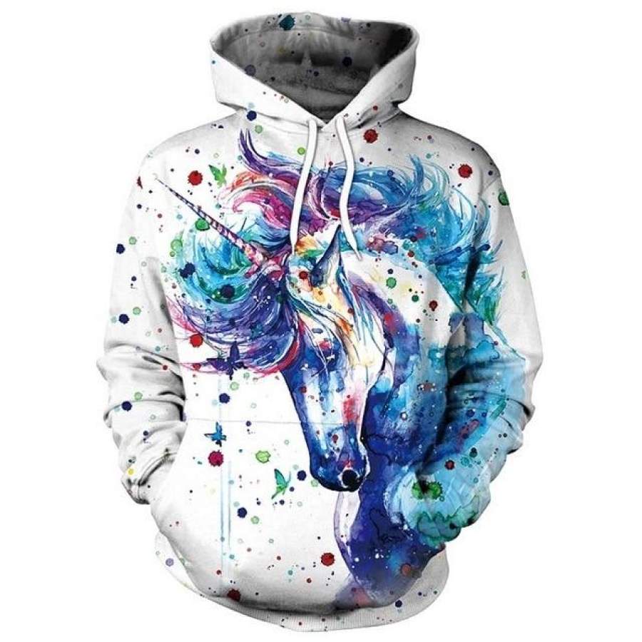 Winter Women Sweatshirt Unicorn 3D Printed Cartoon Hoodies