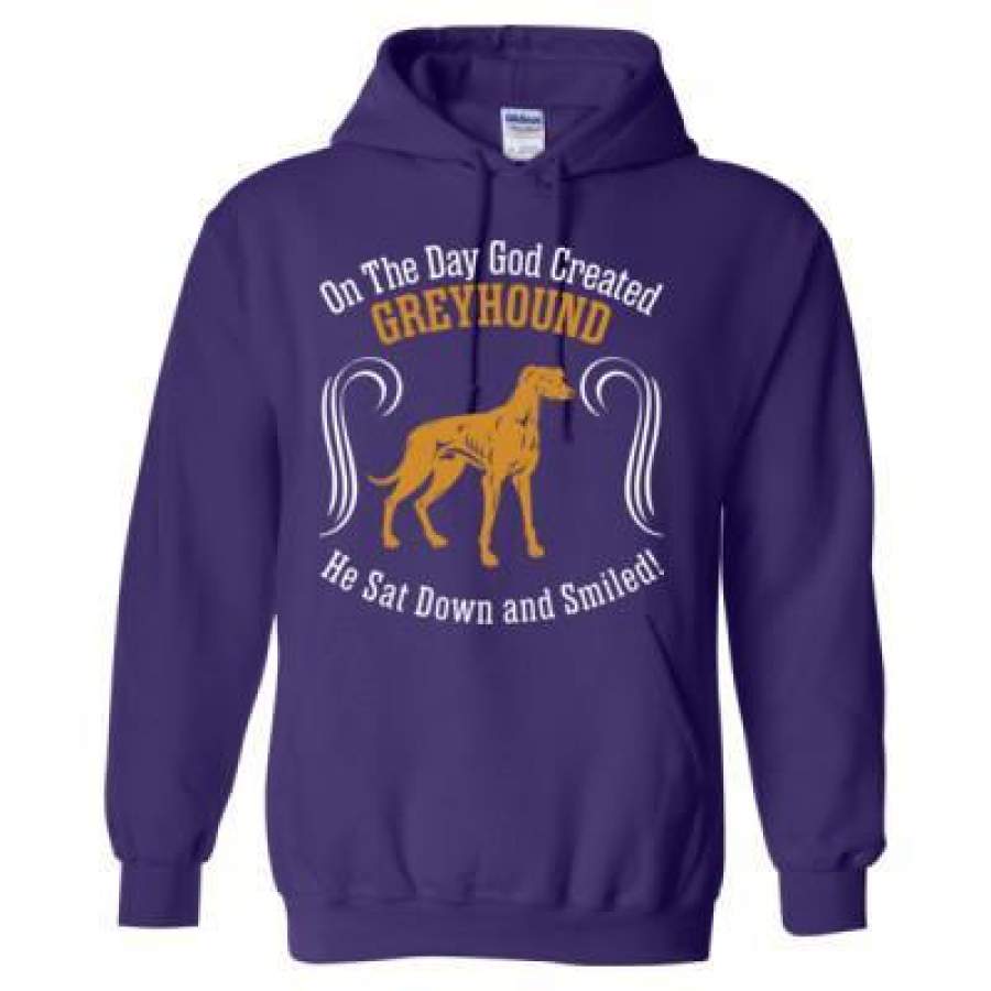 AGR On Day God Created Greyhound Dog Sat Down Smiled – Heavy Blend™ Hooded Sweatshirt