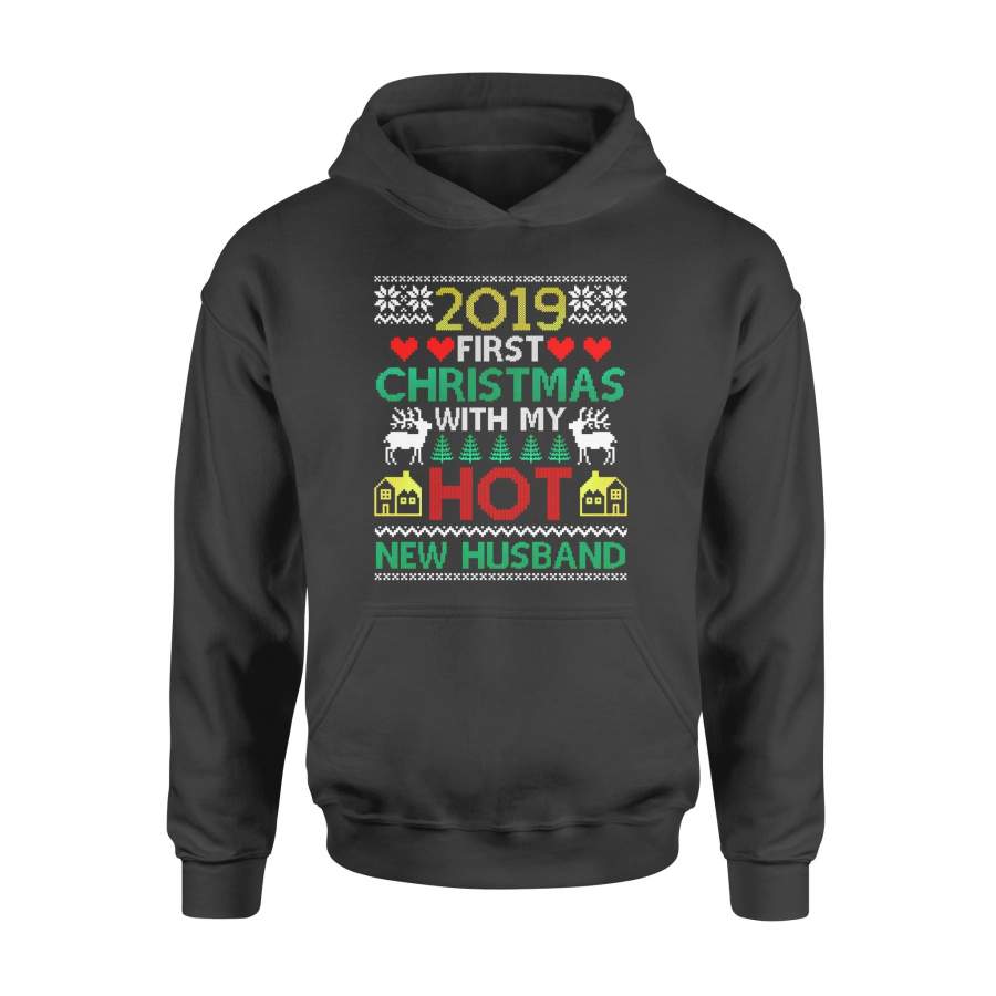 Christmas gift idea 2019 First Xmas With My Hot New Husband For Wife T-Shirt – Standard Hoodie