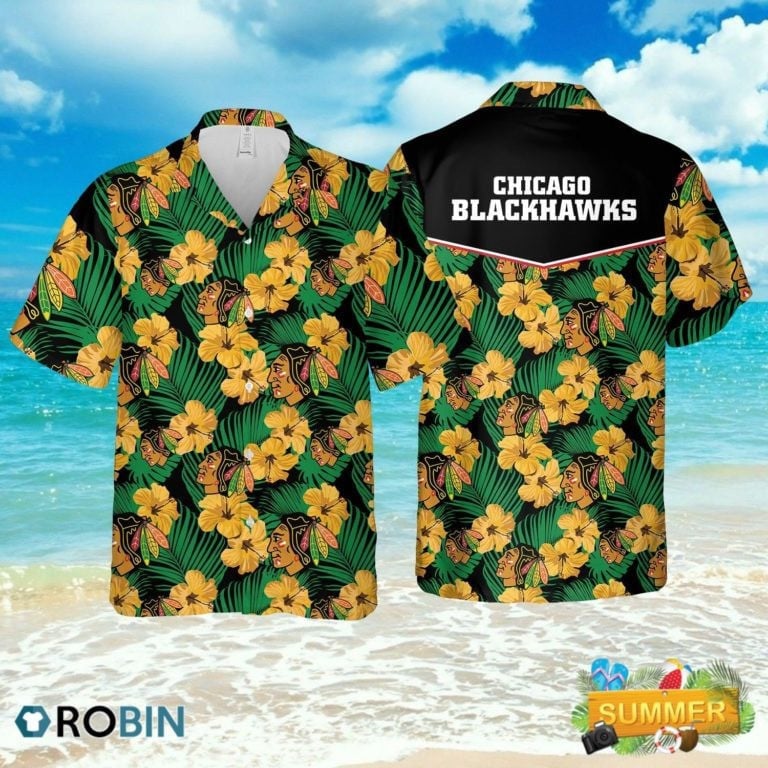 Chicago Blackhawks Tropical Gold Hawaiian Shirt