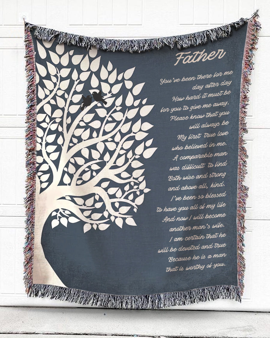 Woven Throw For Father Pre-Wedding Day Gift, Father – My First True Love, Cotton Blanket