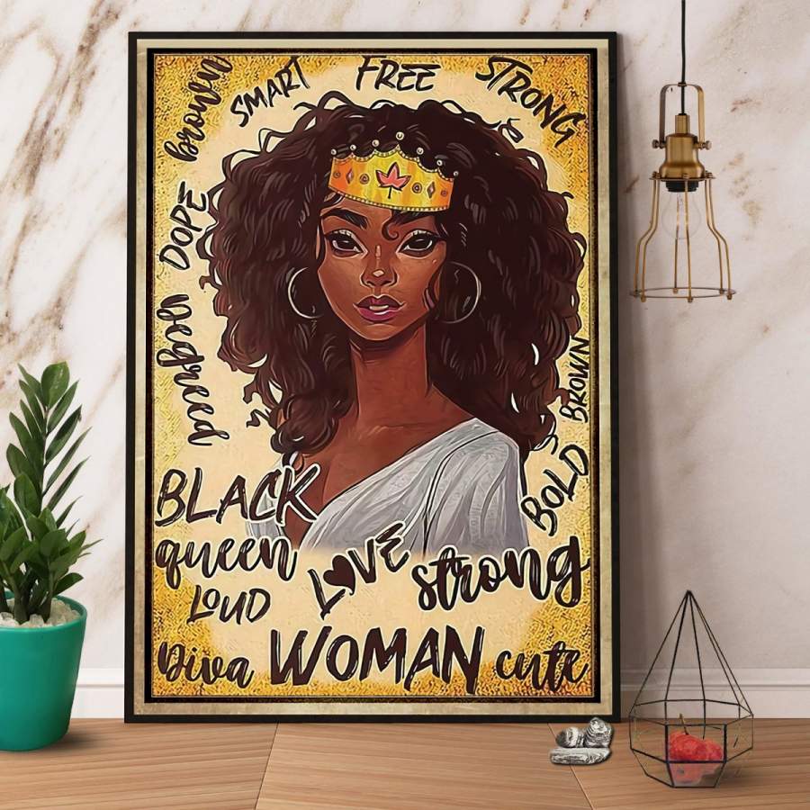 Black queen love strong smart free paper poster no frame/ wrapped canvas wall decor full size