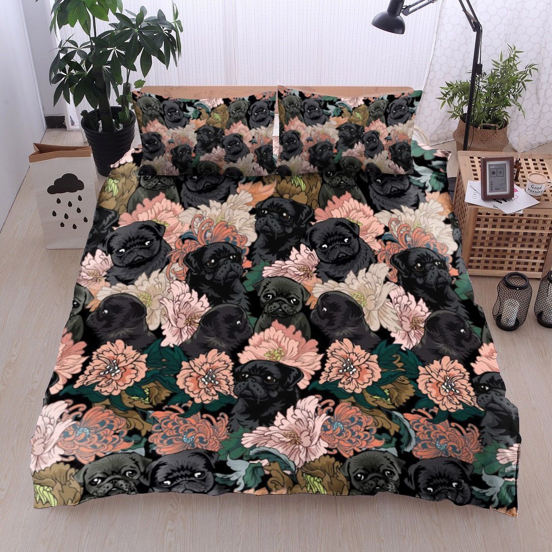 Flower Pug Bedding Set All Over Prints