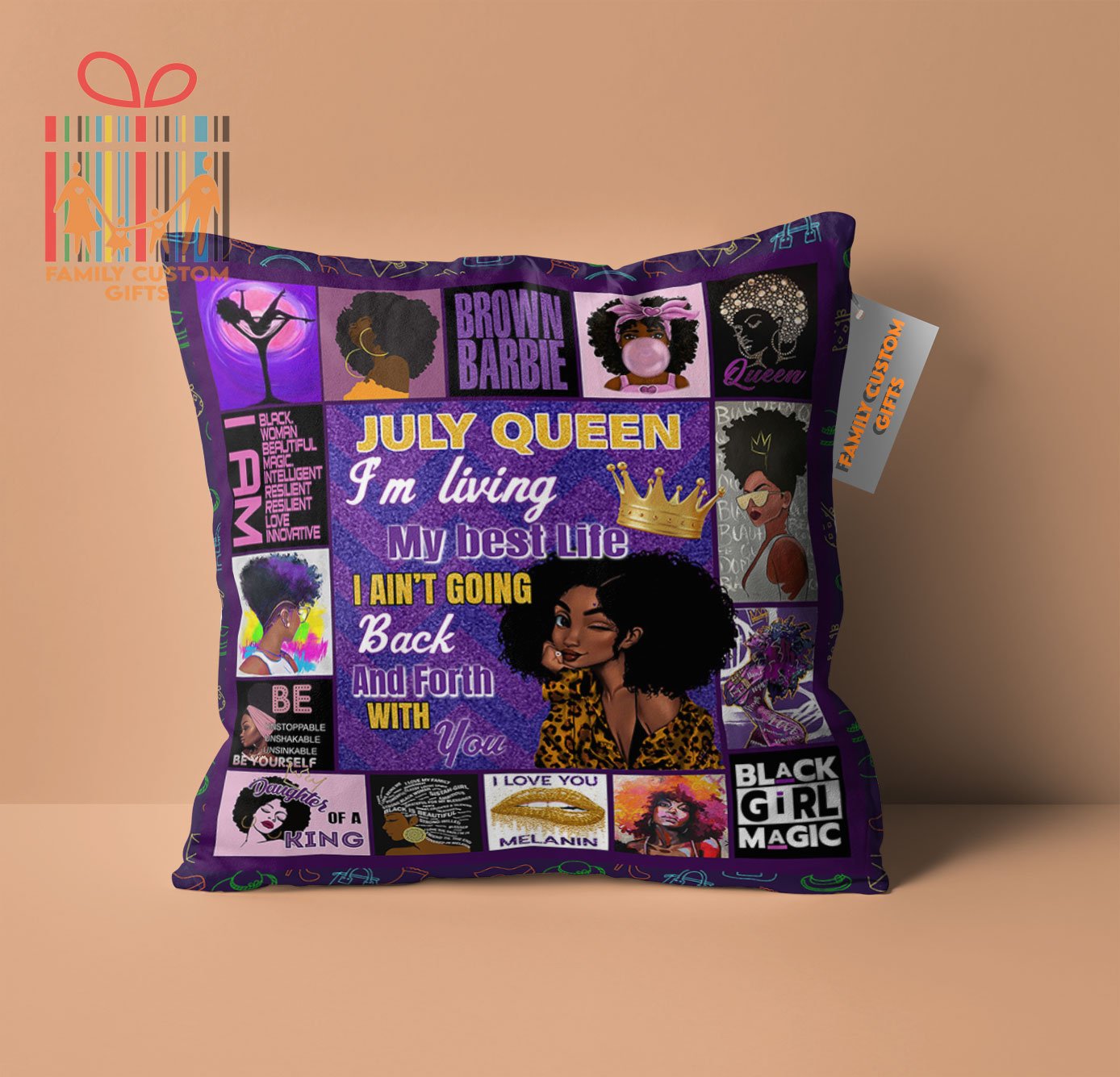 Customized Pillow American Black Girl Magic Pillow – Gift for Girls Women – Canvas Pillow