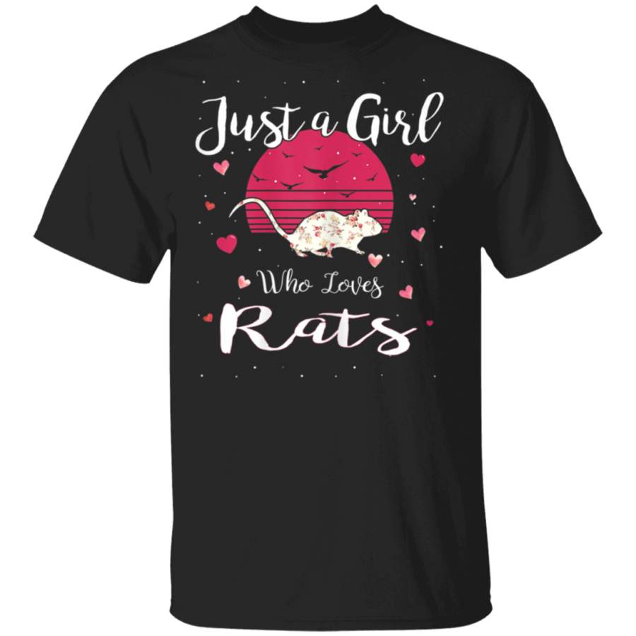 Womens Floral Just A Girl Who Loves Rat Lover Animals Farmer Gift G500 Gildan 5.3 oz. T-Shirt