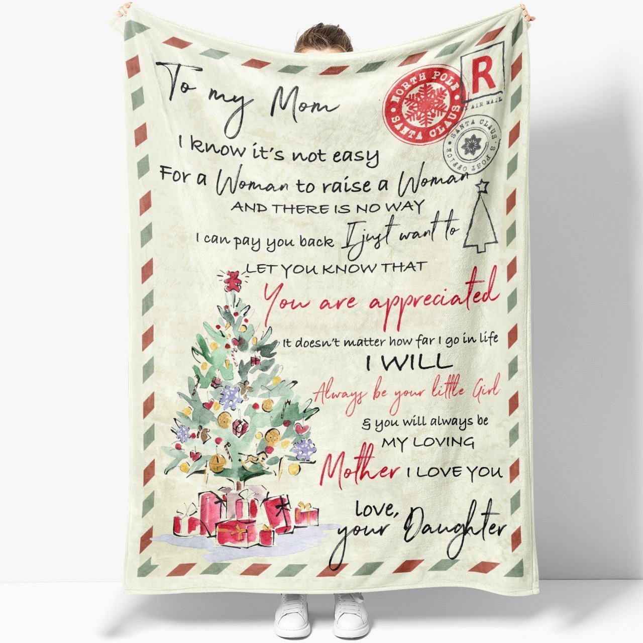 To My Mom You Are Appreciated Christmas Letter Blanket Gift For Mom From Daughter Birthday Gift Home Decor Bedding Couch Sofa Soft And Comfy Cozy