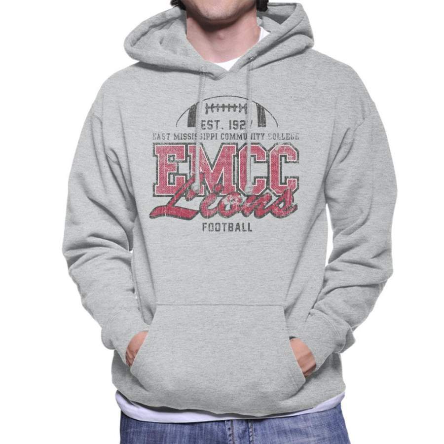 East Mississippi Community College Dark Distressed Lions Men’s Hooded Sweatshirt