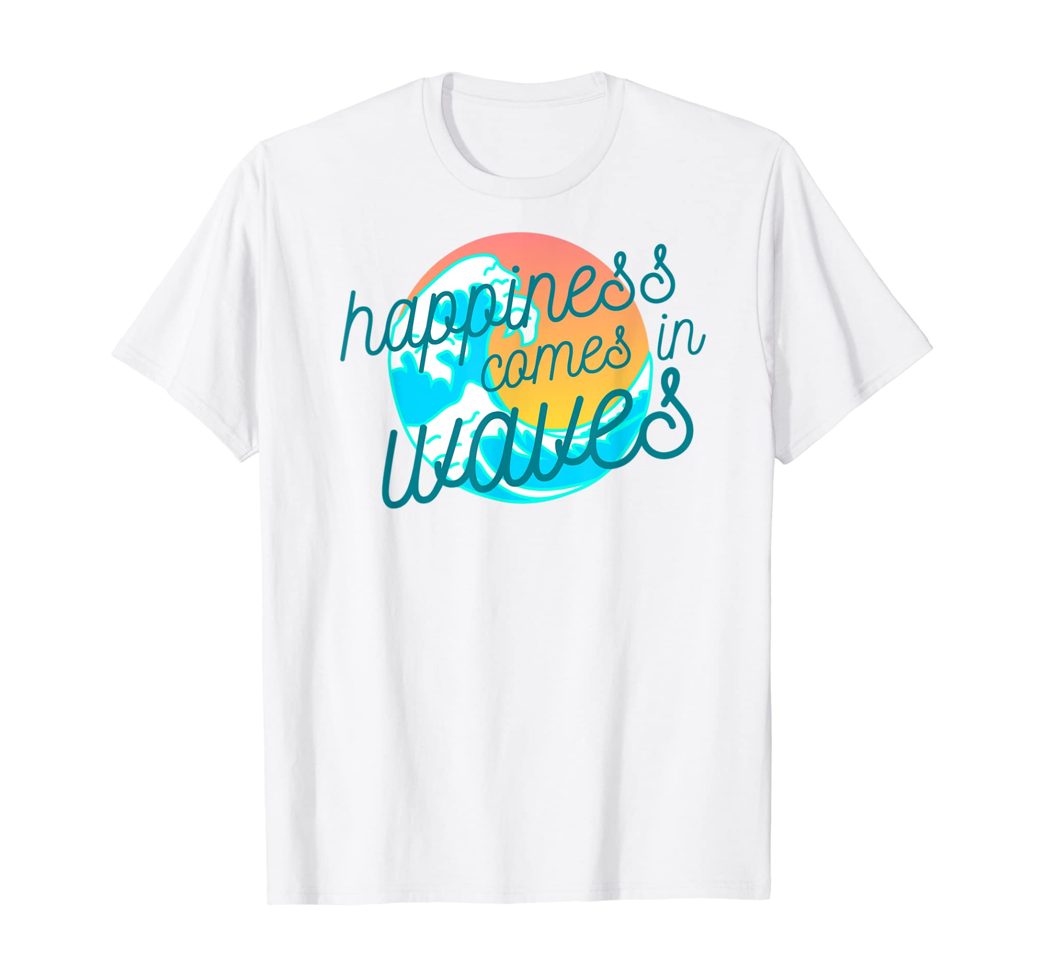 Ocean Wave Sunset Shirt Happiness Comes in Waves Summer Gift