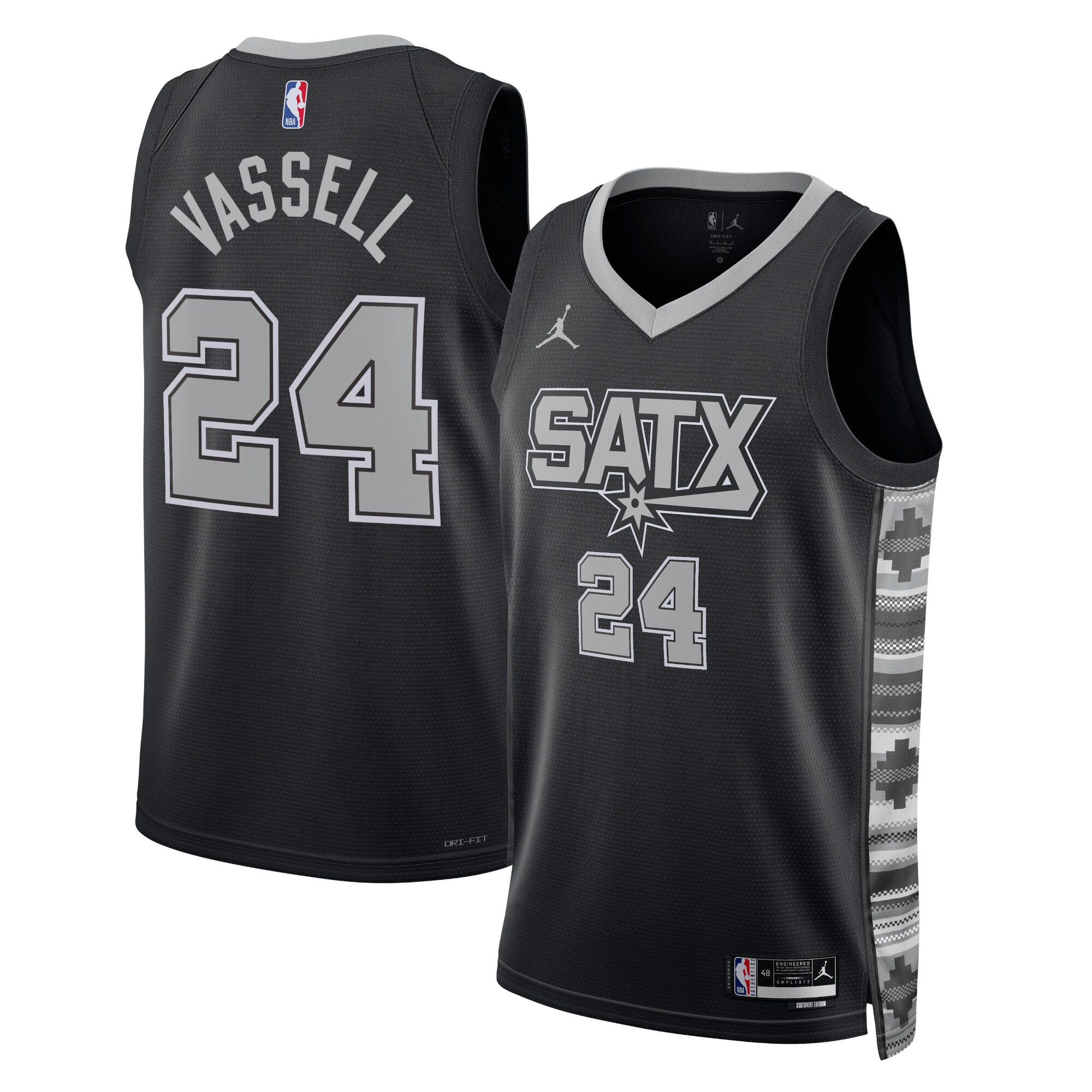 San Antonio Spurs Jordan Statement Edition Swingman Jersey – Black – Devin Vassell – Unisex