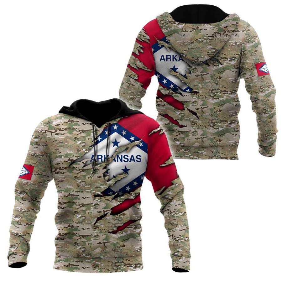 Us Camo Flag Arkansas 3D All Over Printed Unisex Shirts