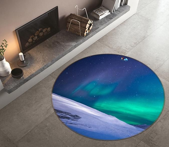 3D Aurora Snow 129 Round Rug – Round Carpet Home Decor