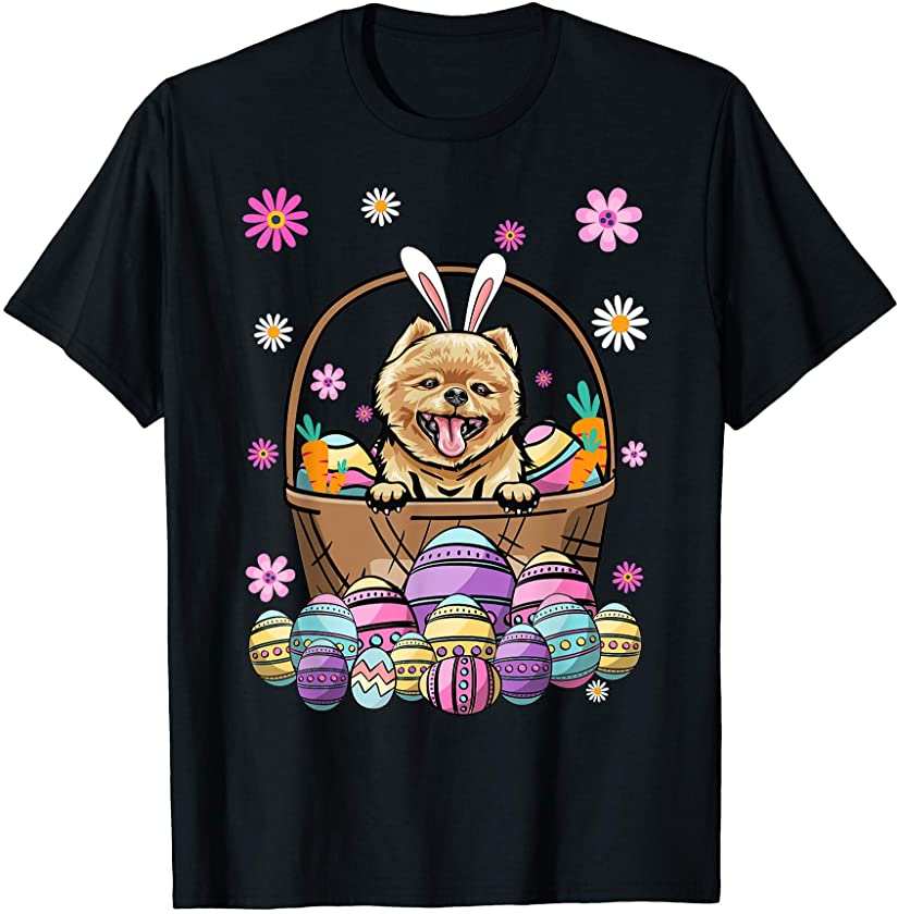 Bunny Pomeranian Dog Happy Easter Day Lover Egg Hunt T-Shirt