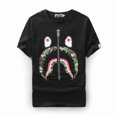 Unisex Camo Shark Jaw Short Shirt