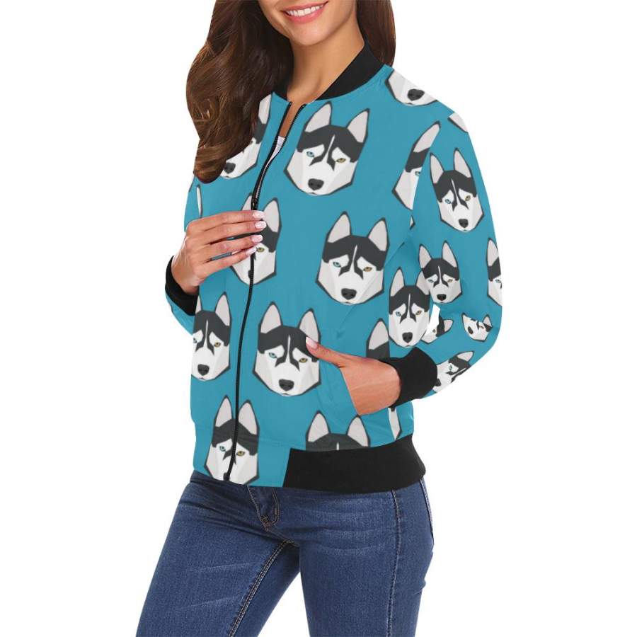Husky All Over Print Bomber Jacket for Women – Fit Fit Apparel