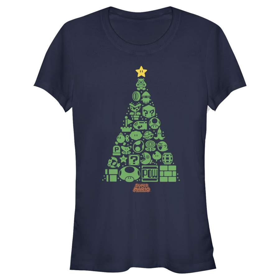 Nintendo Junior’s Christmas Tree Mosaic  T Shirt