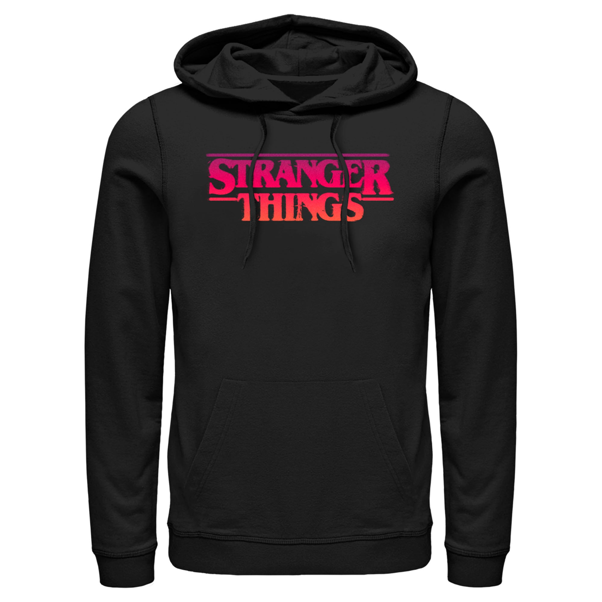 Men’S Stranger Things Pink Logo Pull Over Hoodie